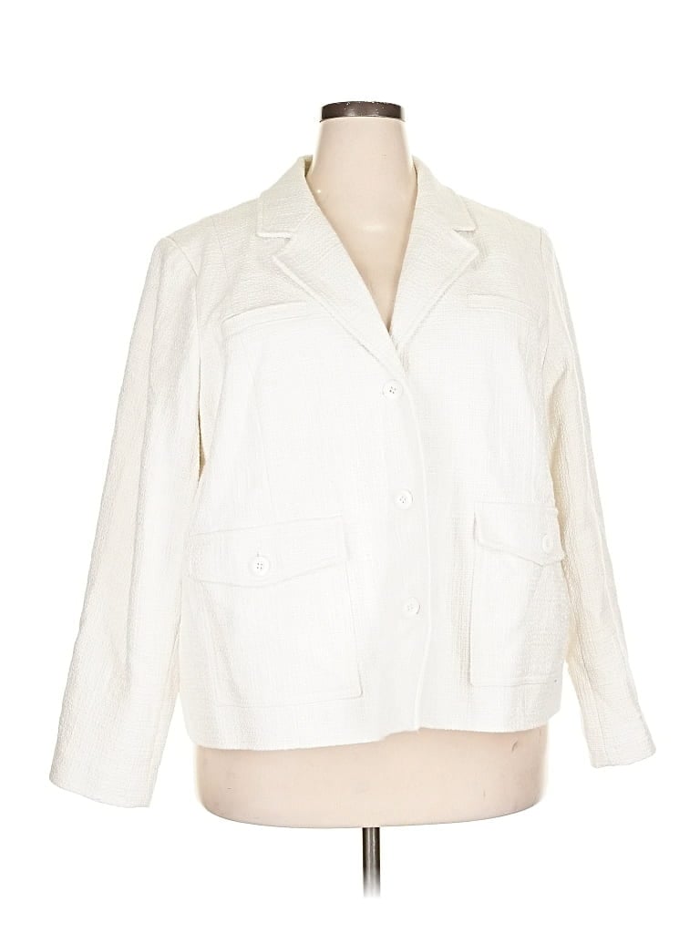 Pre-owned Lands' End Blazer Jacket In White