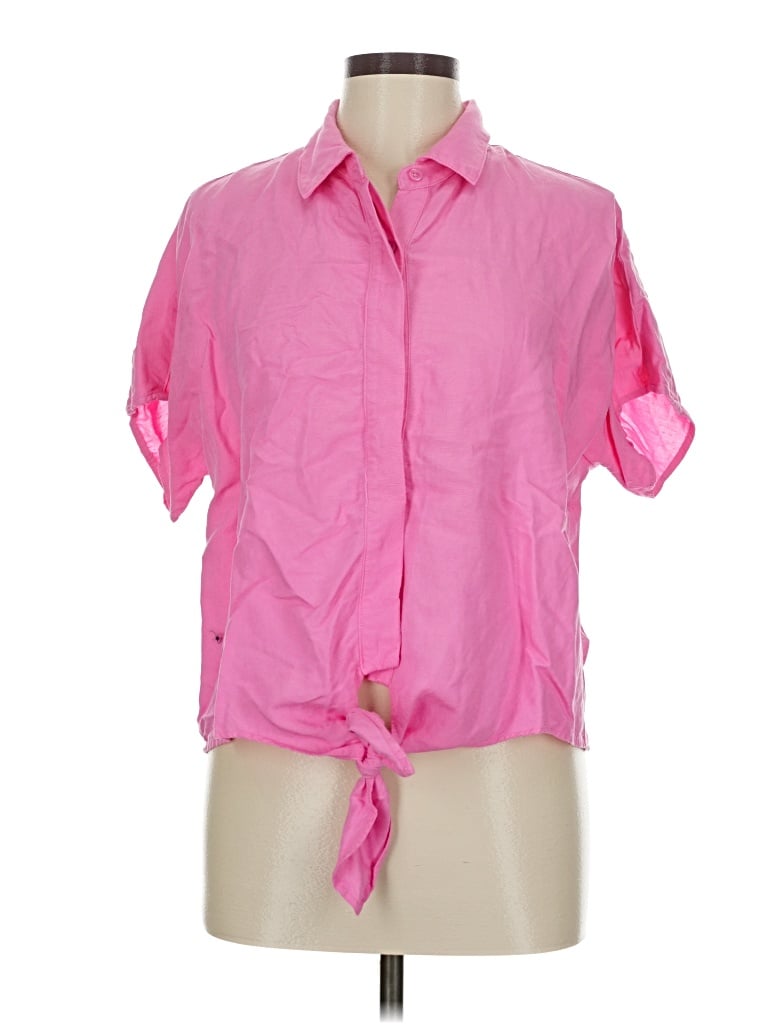 Pre-owned Inc International Concepts Short Sleeve Blouse In Pink