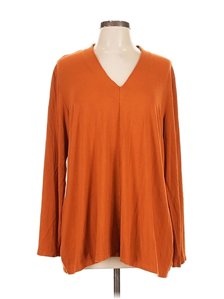 Pre-owned Liz Claiborne Long Sleeve T-shirt In Orange