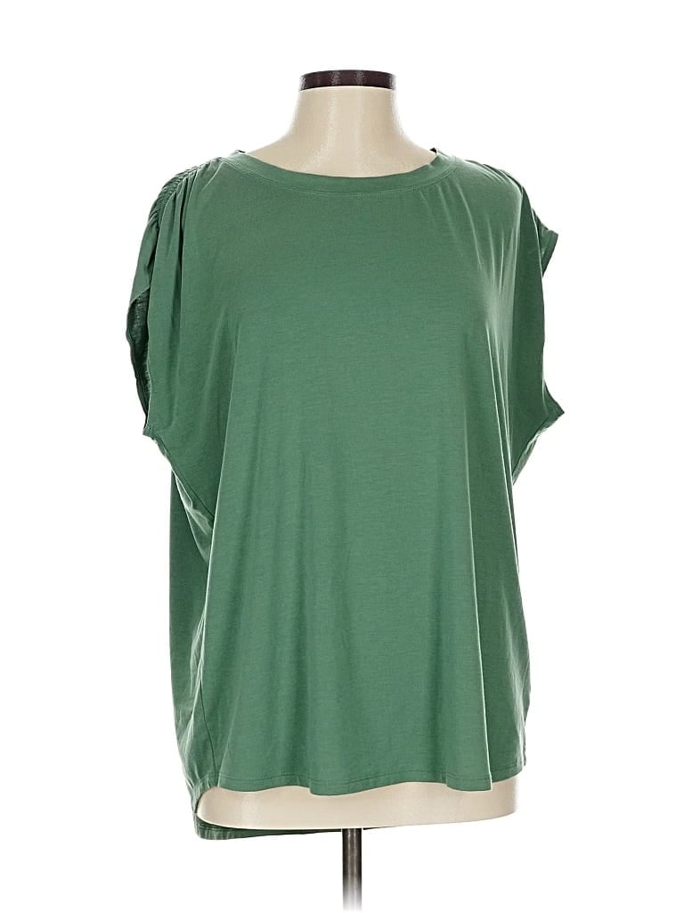 Pre-owned Athleta Short Sleeve Top Green Cold Shoulder Neckline Tops
