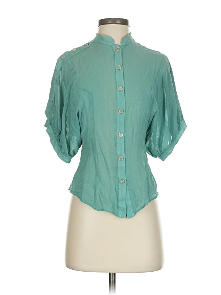 Pre-owned Zac Posen Short Sleeve Blouse In Green