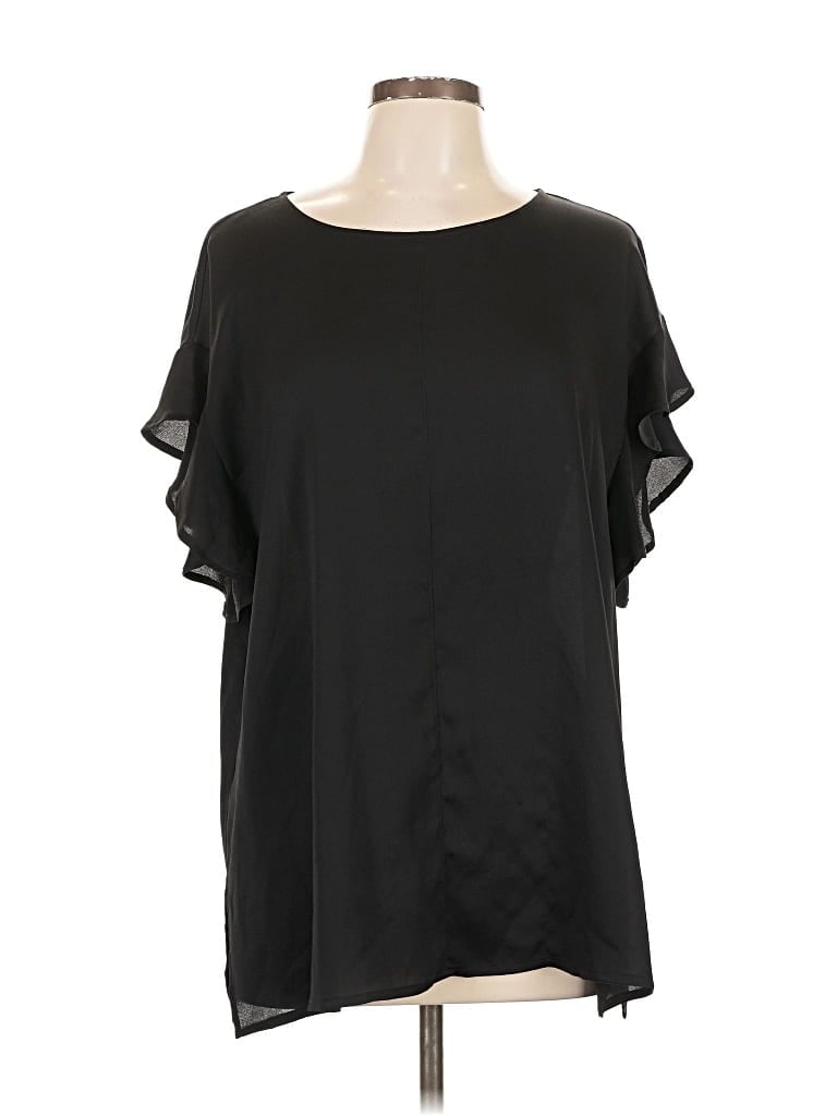 Pre-owned Vince Camuto Short Sleeve Blouse In Black