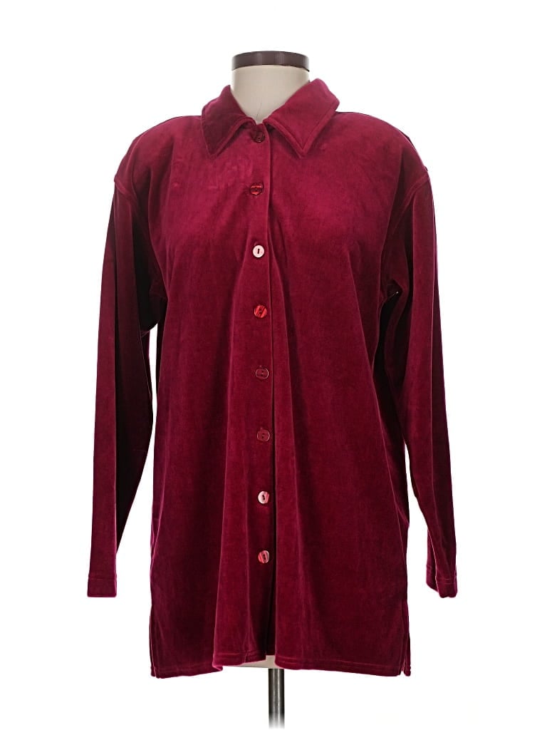 Pre-owned Norm Thompson Long Sleeve Button Down Shirt In Burgundy