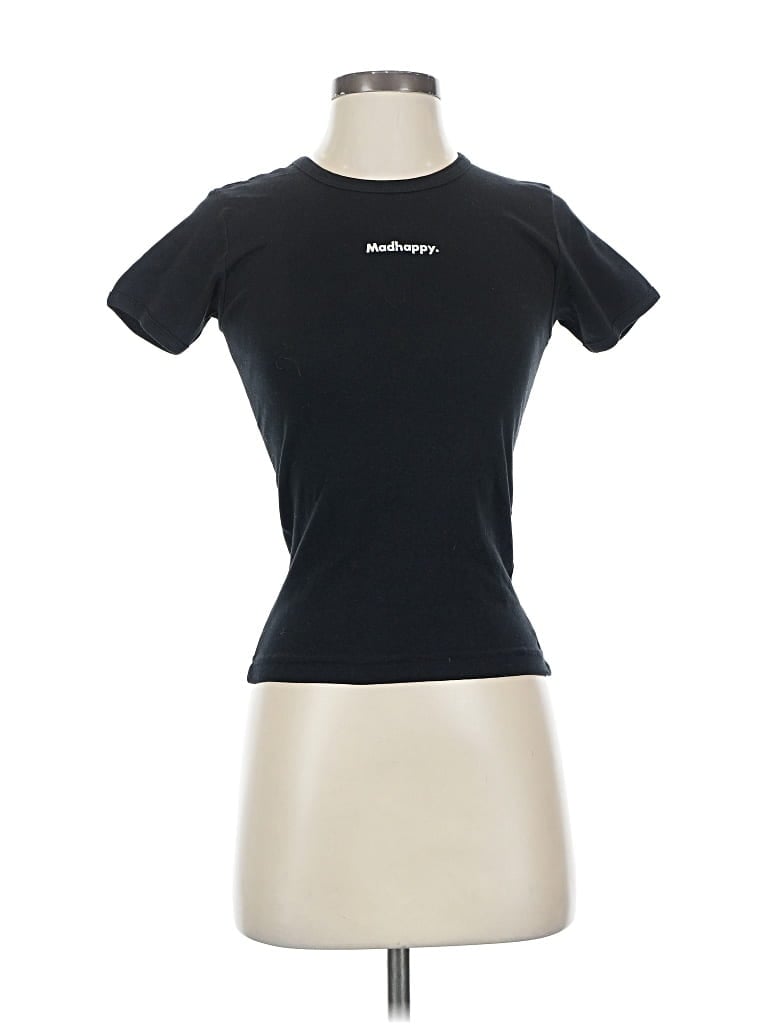 Pre-owned Madhappy Short Sleeve Top Black Crew Neck Tops