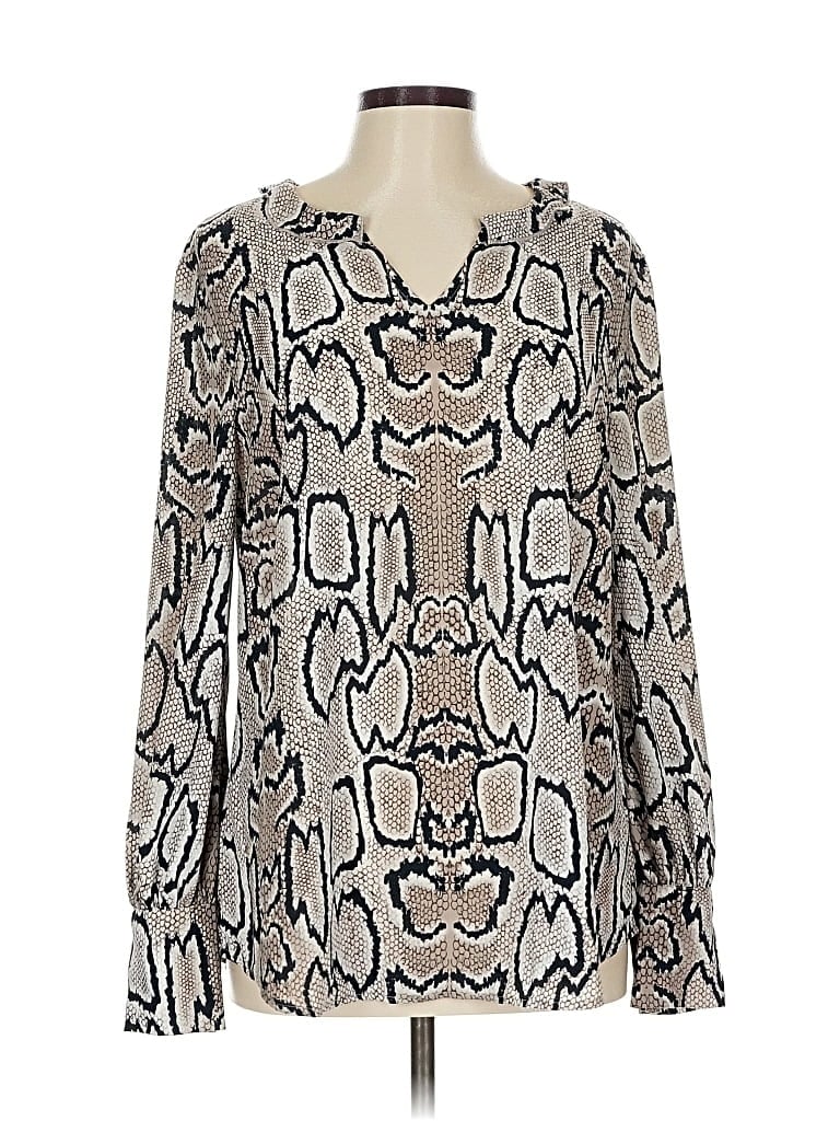 Pre-owned Cabi Long Sleeve Blouse In Silver