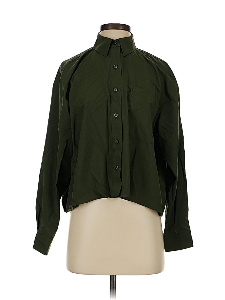 Pre-owned Athleta Long Sleeve Blouse In Green