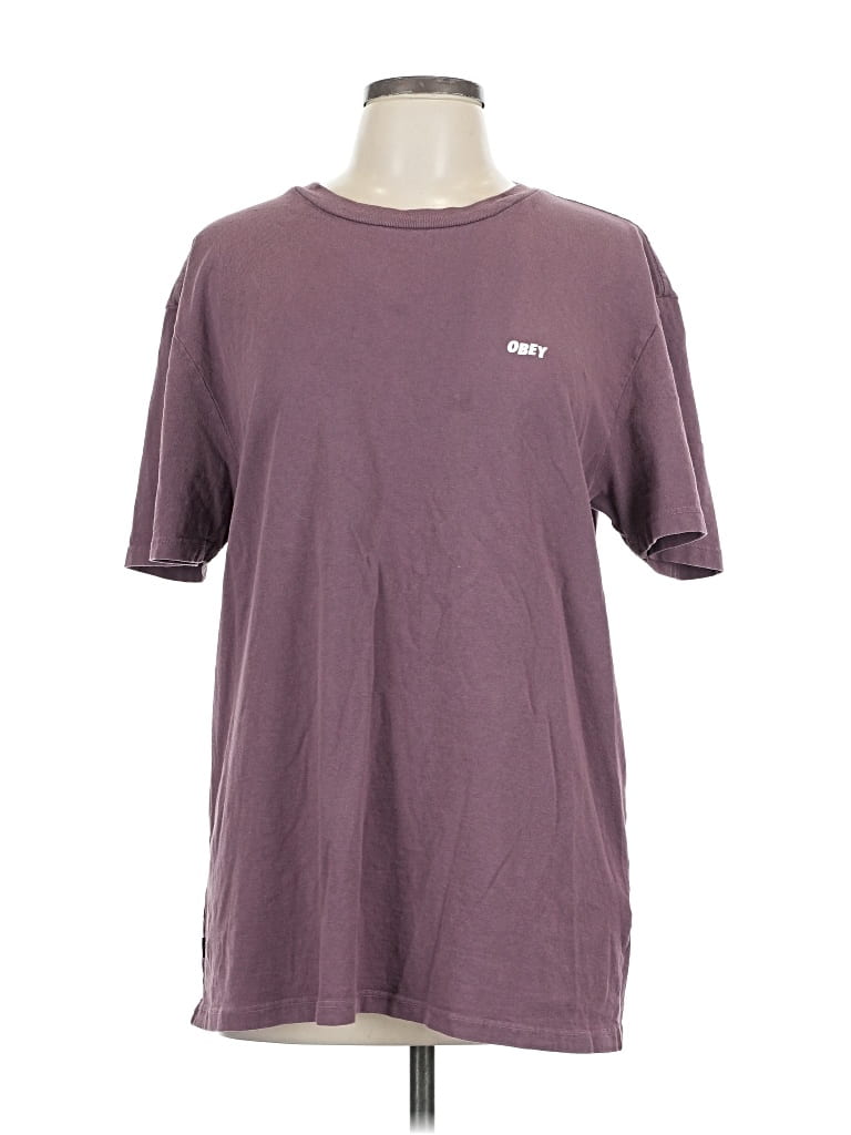 Pre-owned Obey Short Sleeve T-shirt In Burgundy