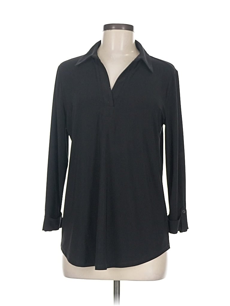 Pre-owned Jones New York Signature 3/4 Sleeve Blouse In Black