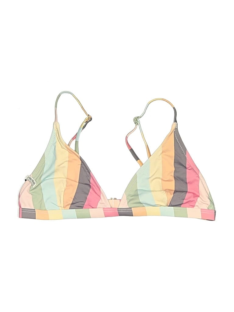 Pre-owned Rhythm Swimsuit Top Blue Print Pattern Swimwear