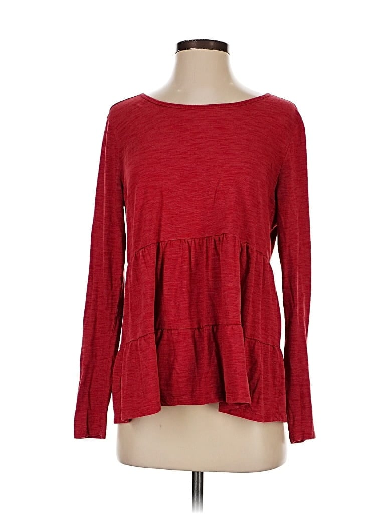 Pre-owned Ann Taylor Loft Long Sleeve T-shirt In Red