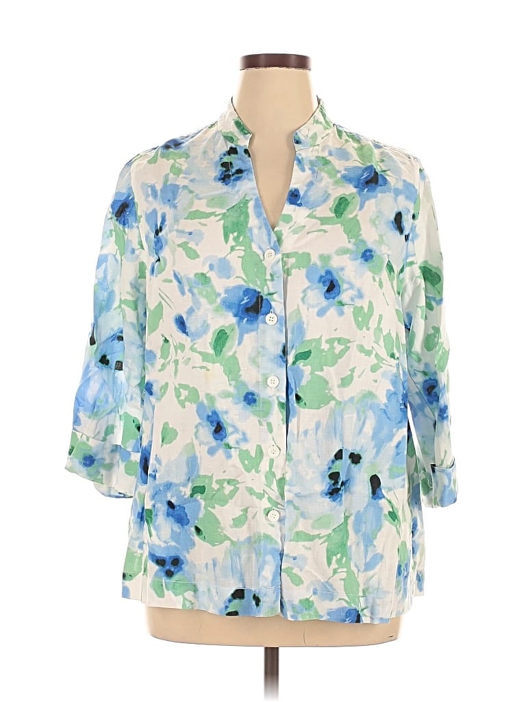 Pre-owned Jones New York Sport 3/4 Sleeve Blouse In Blue