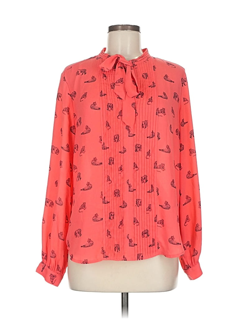 Pre-owned Banana Republic Factory Store Long Sleeve Blouse In Red