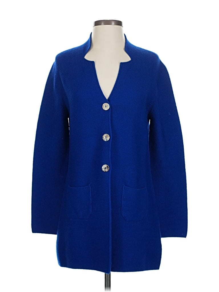 Pre-owned Assorted Brands Wool Cardigan Sweater In Blue