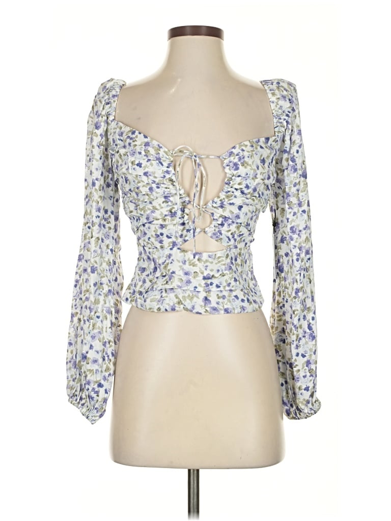 Pre-owned Astr 3/4 Sleeve Blouse In Blue