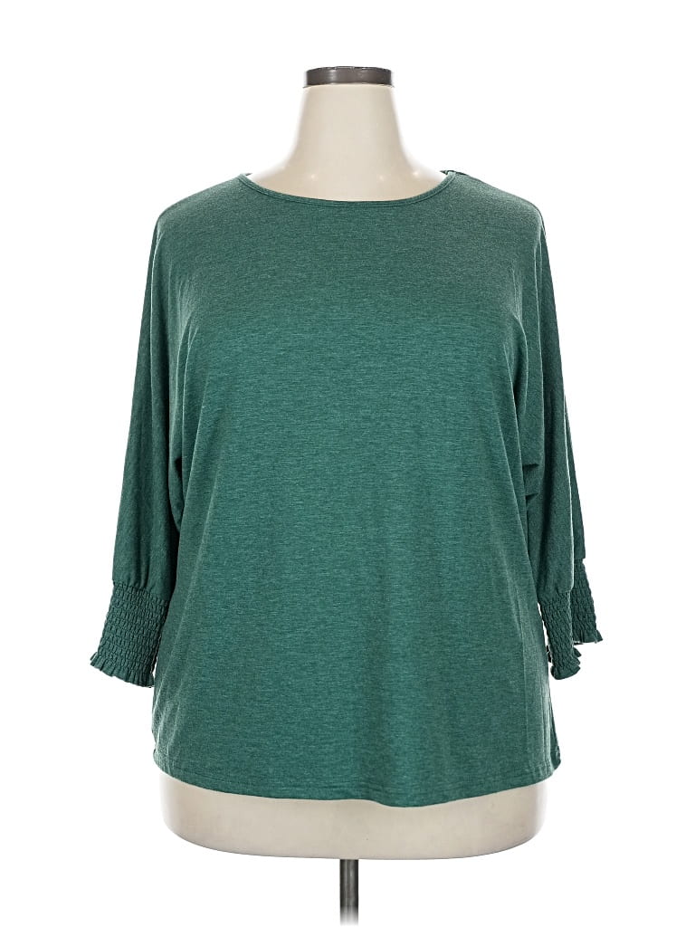 Pre-owned Dokotoo 3/4 Sleeve Top Teal Boatneck Tops In Blue