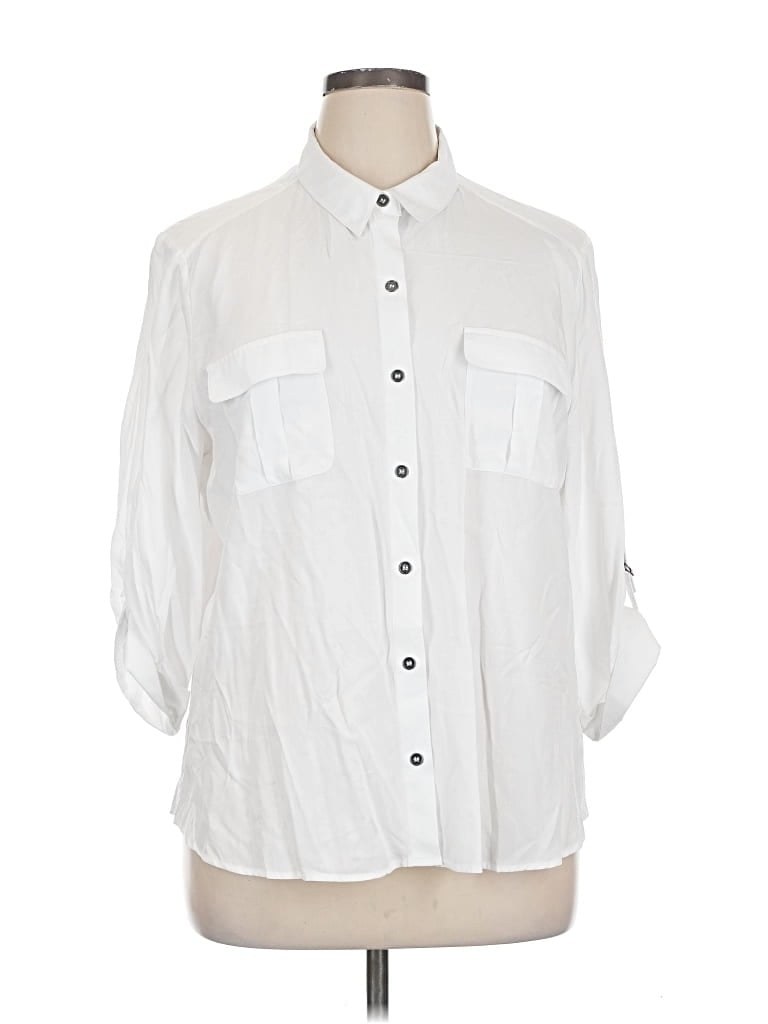Pre-owned Dr2 3/4 Sleeve Button Down Shirt In White
