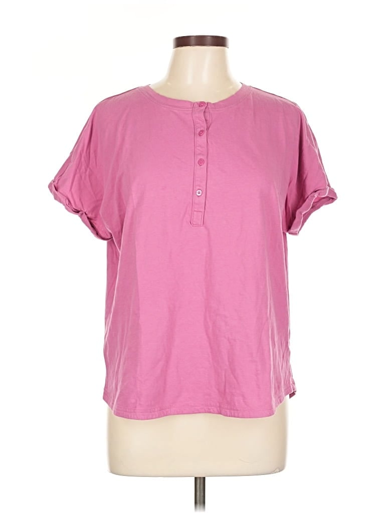 Pre-owned Duluth Trading Co. Short Sleeve Henley Shirt In Pink
