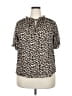 Ann Taylor LOFT 100% Polyester Animal Print Brown Short Sleeve Blouse Size XXL - photo 1