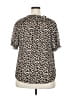 Ann Taylor LOFT 100% Polyester Animal Print Brown Short Sleeve Blouse Size XXL - photo 2