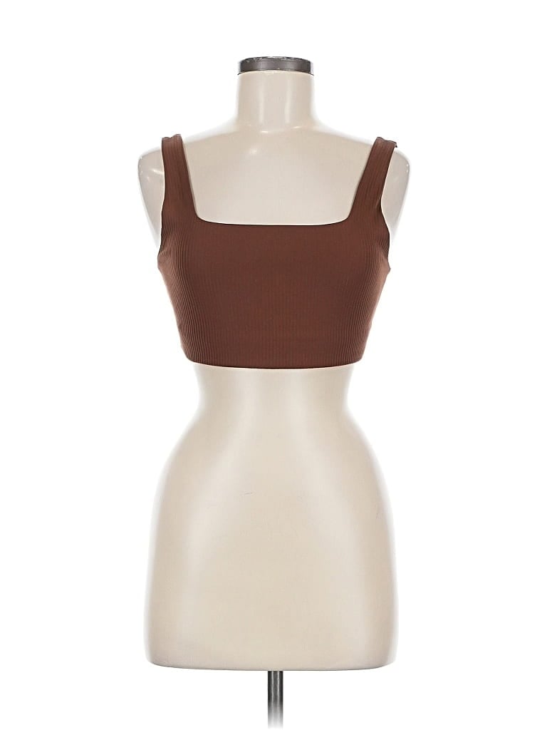 Pre-owned Girlfriend Collective Tank Top Brown Strapless Neckline Tops