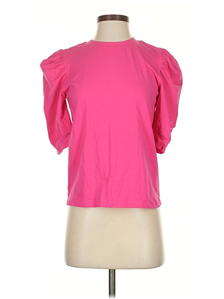 Pre-owned The Drop Short Sleeve Top Pink Crew Neck Tops