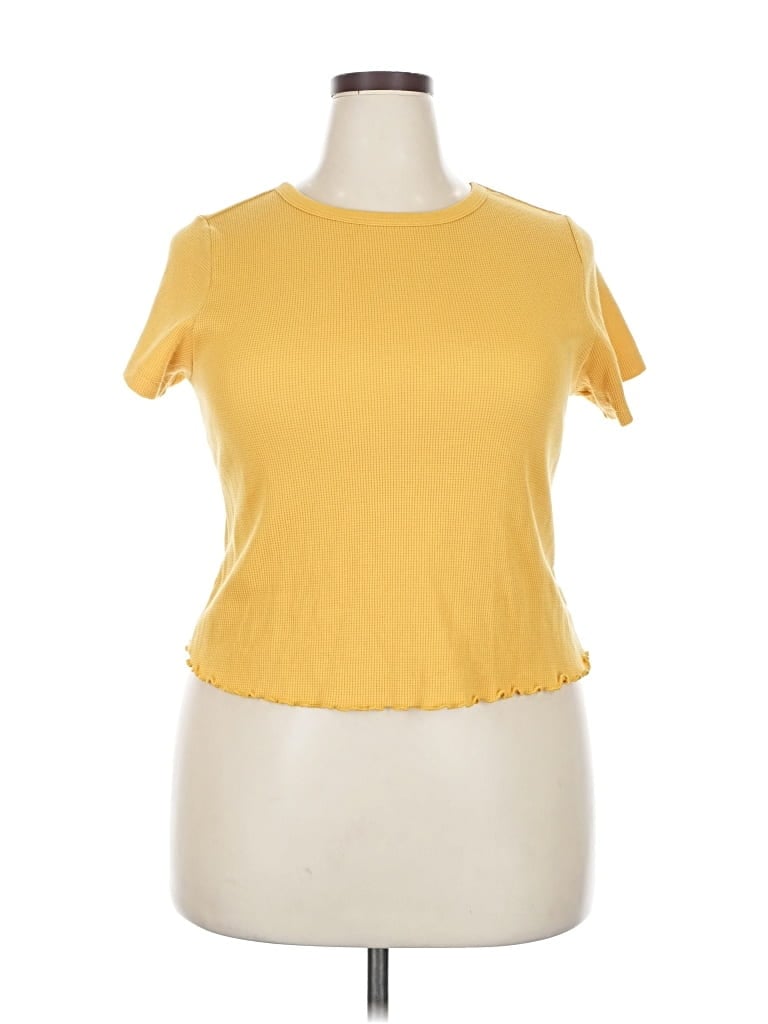 Pre-owned Old Navy Short Sleeve Top Yellow Keyhole Neckline Tops