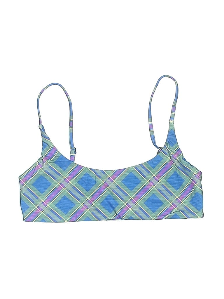 Pre-owned O'neill Swimsuit Top Blue Argyle Pattern Swimwear