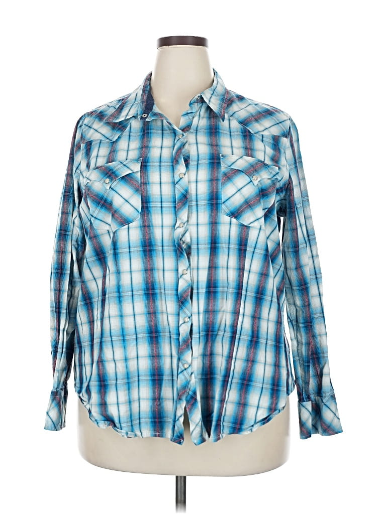 Pre-owned Roper Long Sleeve Button Down Shirt In Blue