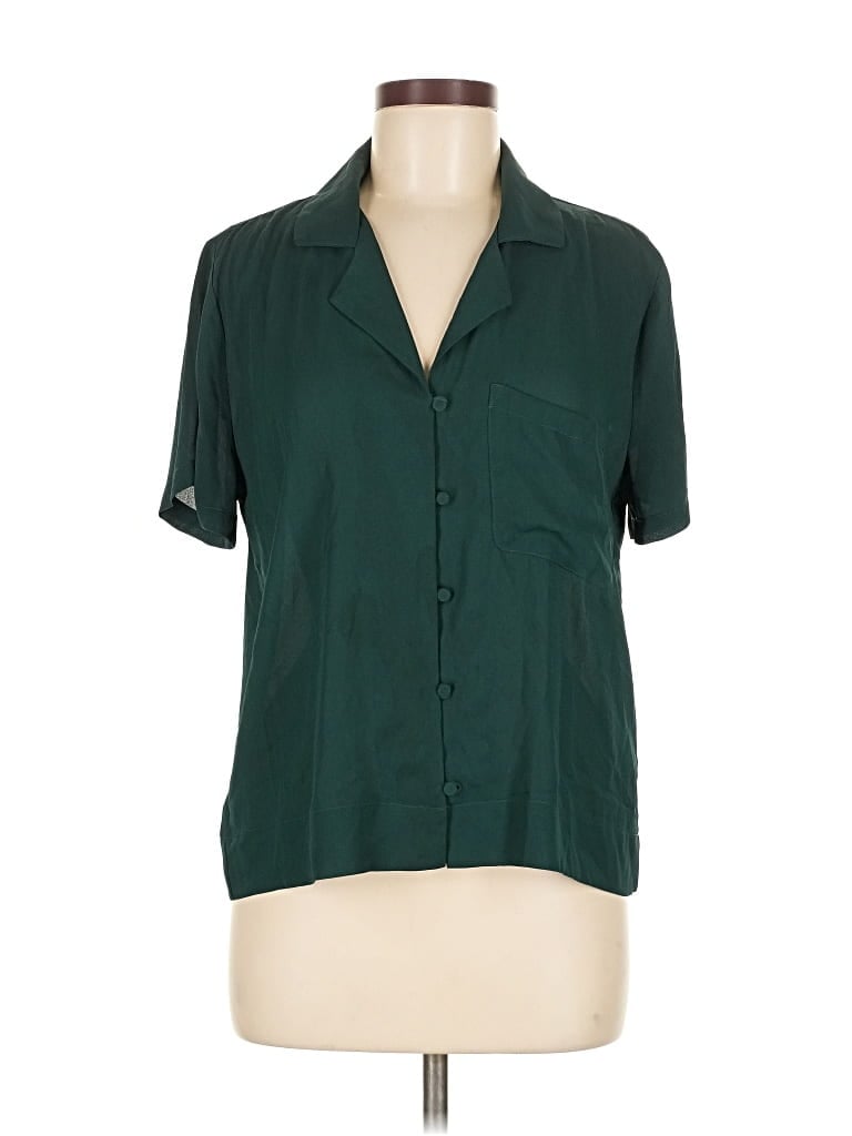 Pre-owned Lulus Short Sleeve Blouse In Green