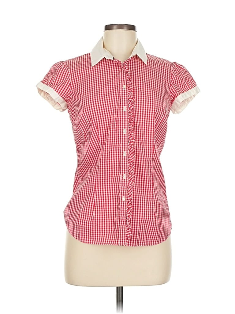 Pre-owned Tommy Hilfiger Short Sleeve Button Down Shirt In Red