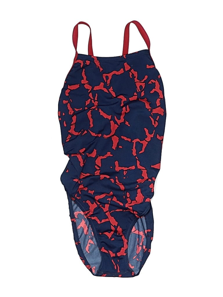 Pre-owned Speedo Swimsuit Top Blue Graphic Pattern Swimwear