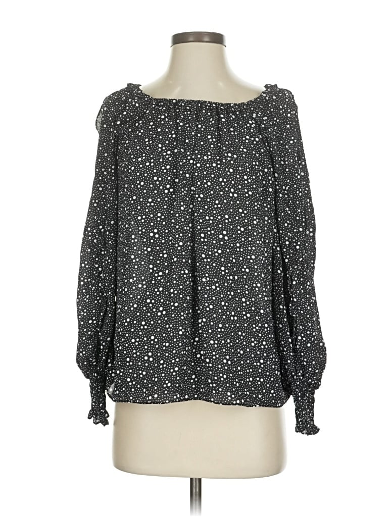 Pre-owned Max Studio Long Sleeve Blouse In Black
