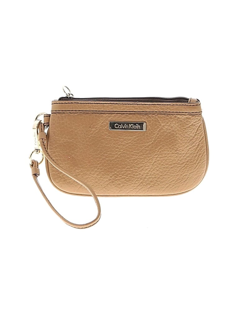 Pre-owned Calvin Klein Leather Wristlet In Brown