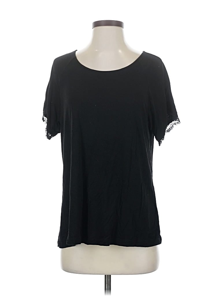 Pre-owned Ekouaer Short Sleeve Top Black Scoop Neck Tops