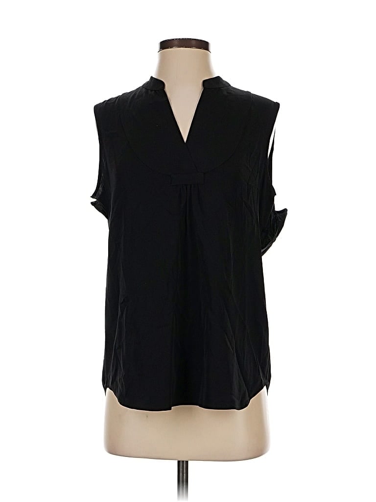 Pre-owned Theory Sleeveless Silk Top Black V Neck Tops