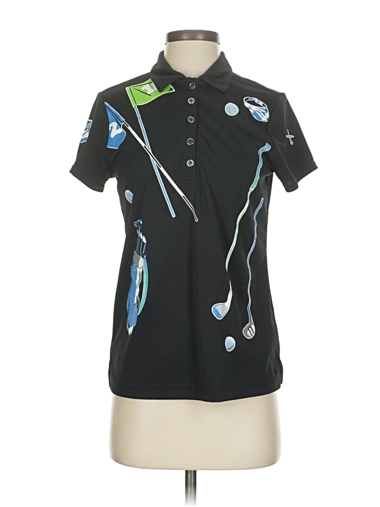 Pre-owned Izod Short Sleeve Blouse In Black