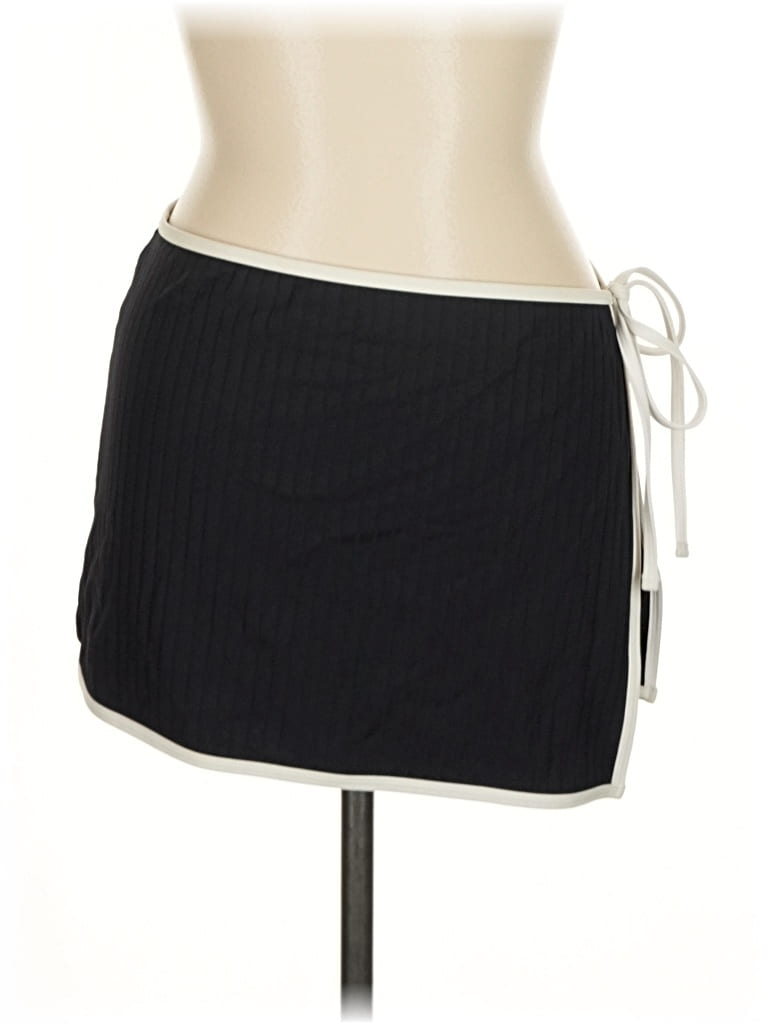 Pre-owned Solid & Striped Swimsuit Cover Up In Black