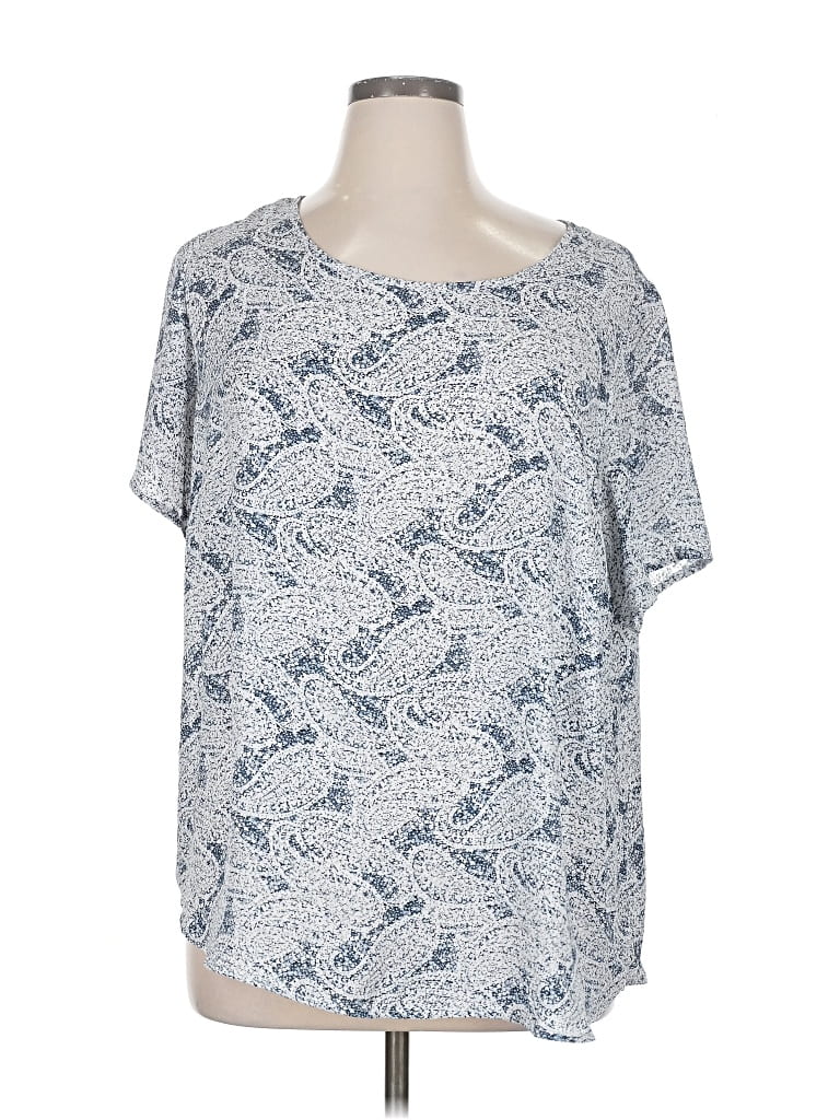 Pre-owned Premise Short Sleeve Top Gray Scoop Neck Tops