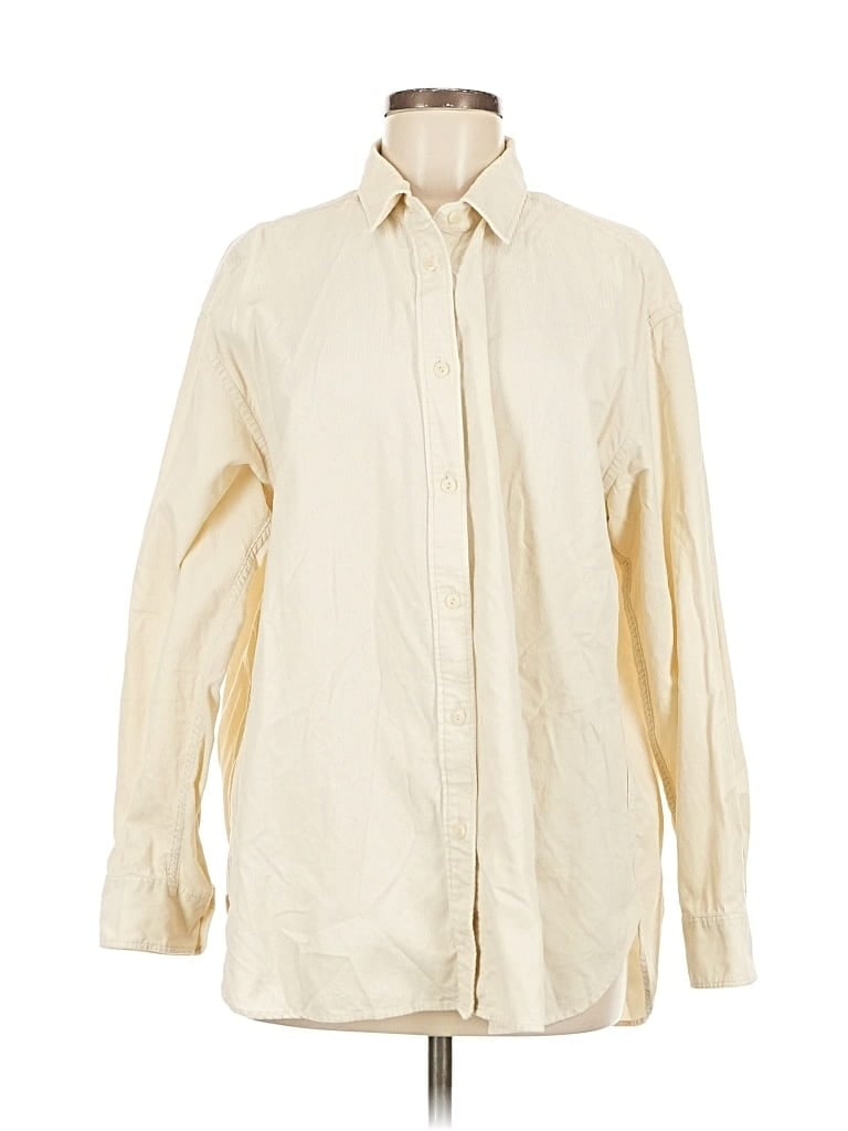 Pre-owned Uniqlo Long Sleeve Button Down Shirt In White