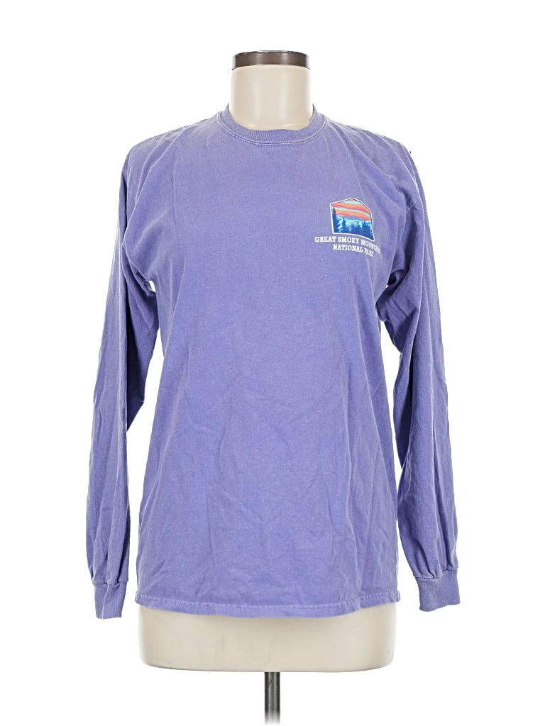 Pre-owned Gildan Long Sleeve T-shirt In Purple