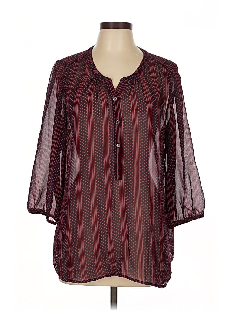 Pre-owned Ann Taylor Loft Outlet 3/4 Sleeve Blouse In Burgundy