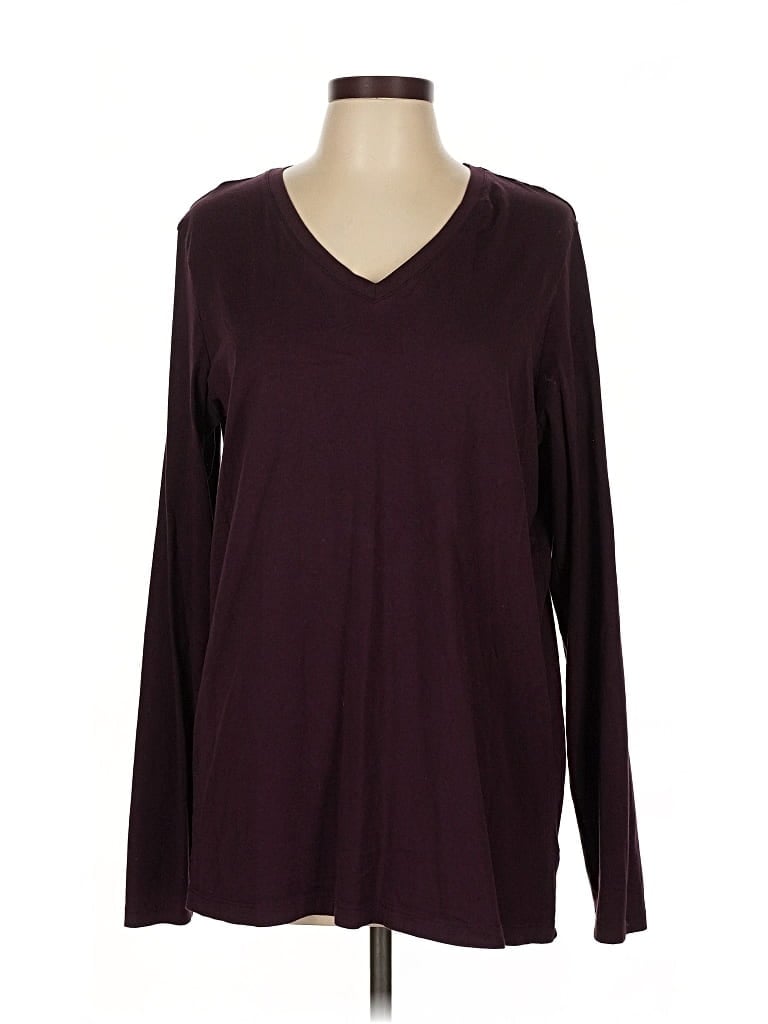 Pre-owned Lands' End Long Sleeve T-shirt In Burgundy