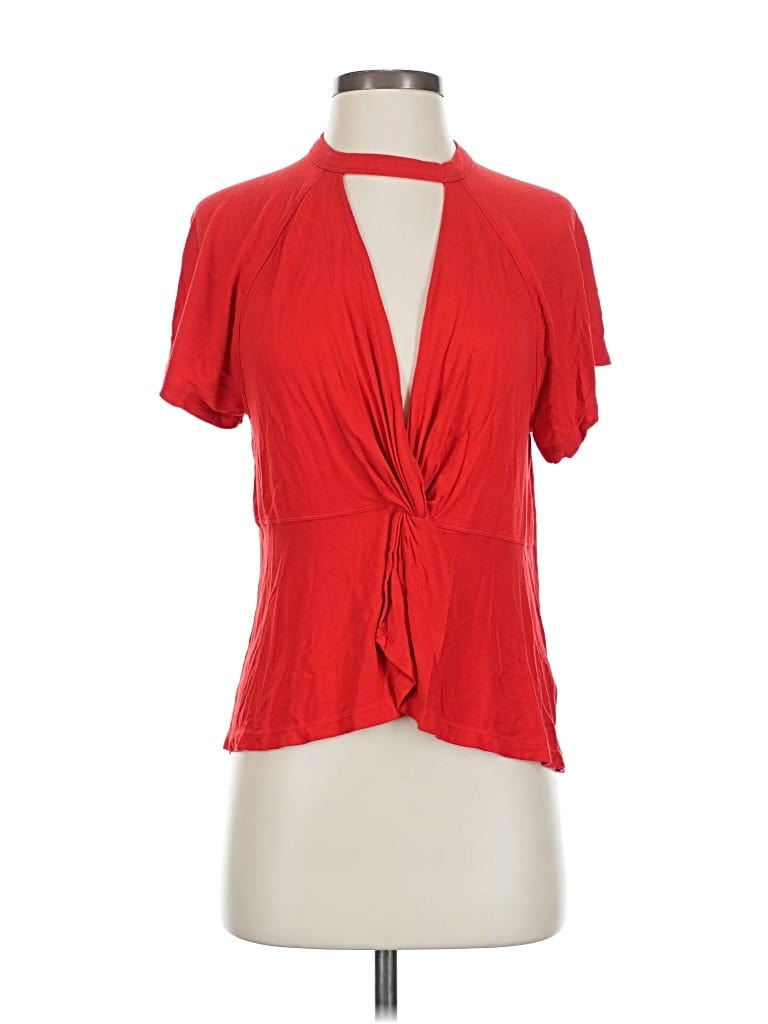 Pre-owned Free People Short Sleeve Blouse In Red