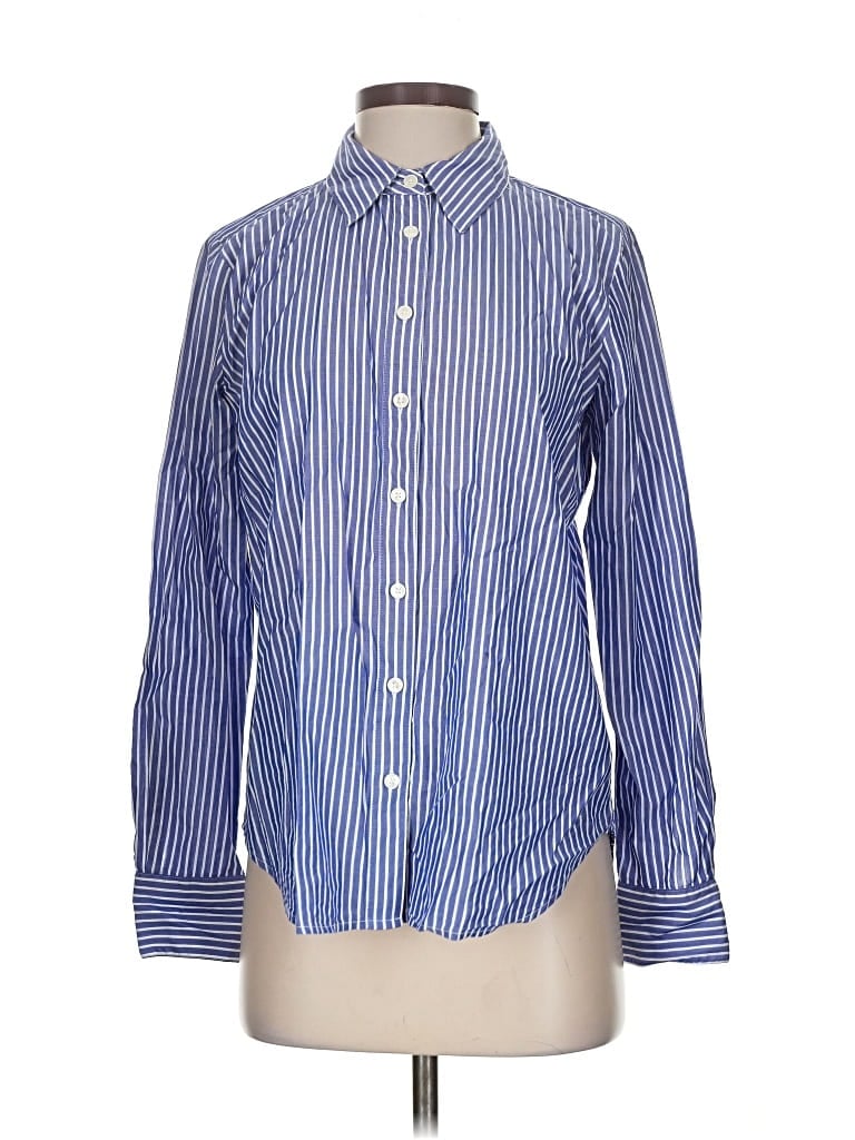 Pre-owned Ann Taylor Long Sleeve Button Down Shirt In Blue