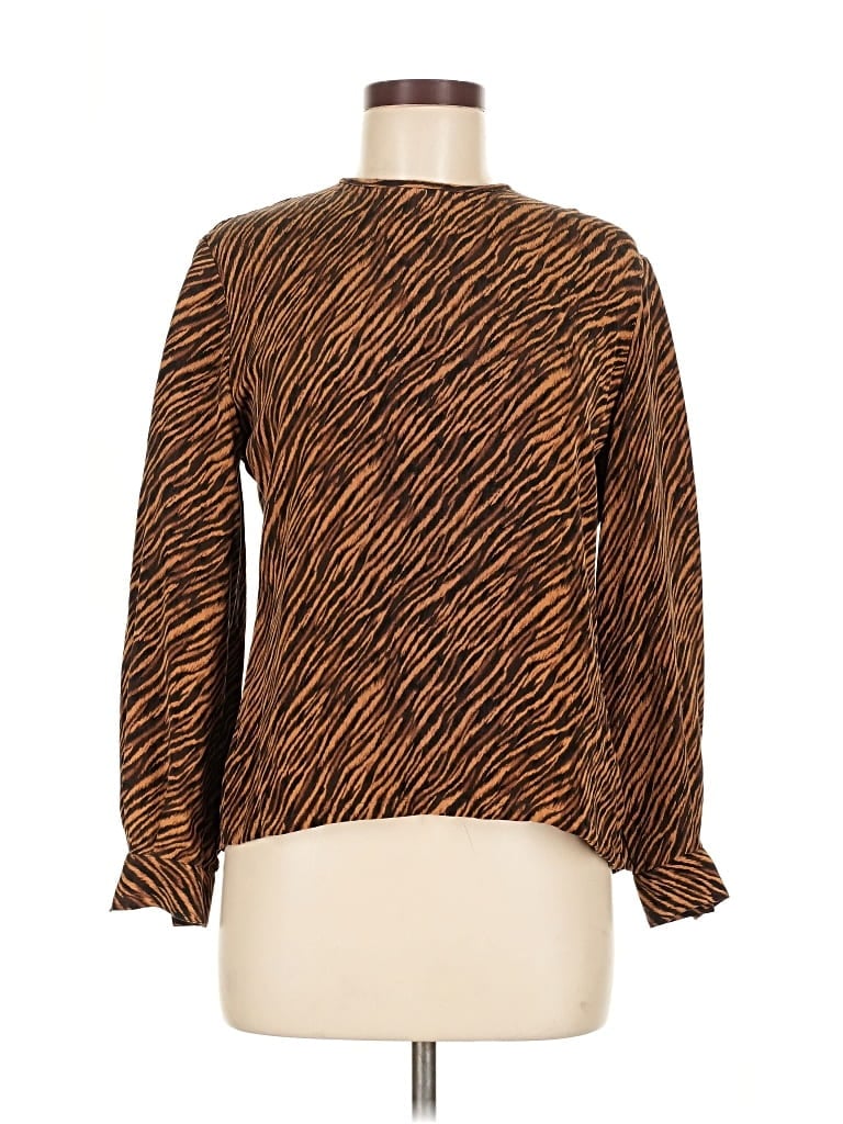 Pre-owned Dana Buchman Long Sleeve Blouse In Brown