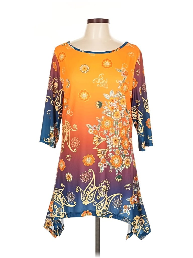 Pre-owned Lily By Firmiana 3/4 Sleeve T-shirt In Orange