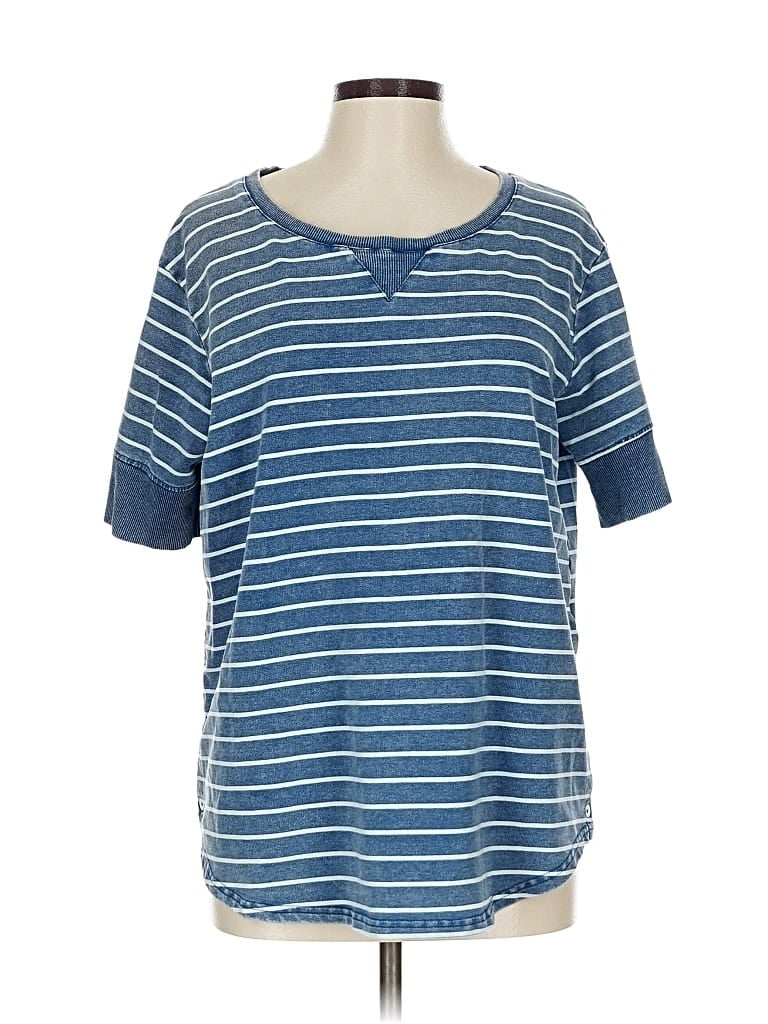 Pre-owned Jane And Delancey Short Sleeve Top Blue Scoop Neck Tops