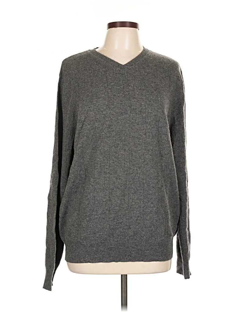 Pre-owned Apt. 9 Cashmere Pullover Sweater In Gray