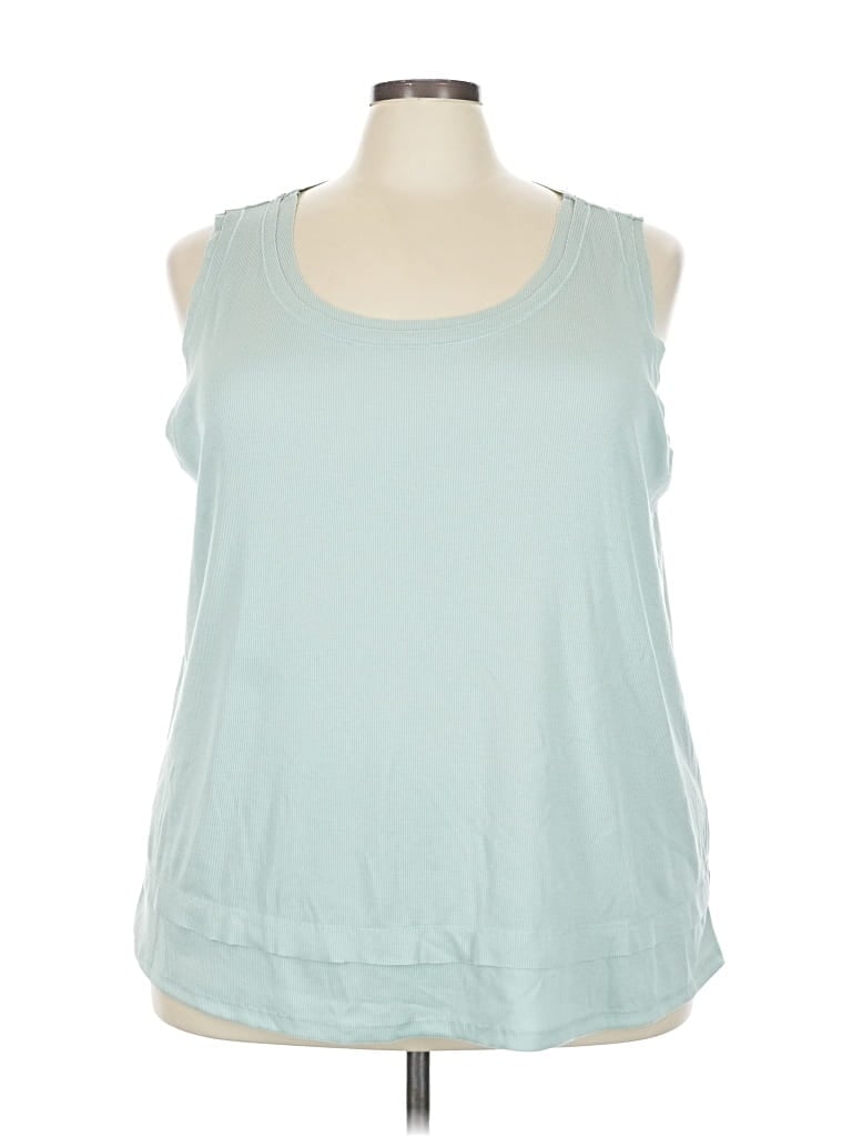 Pre-owned Andree By Unit Tank Top Teal Halter Neckline Tops In Blue