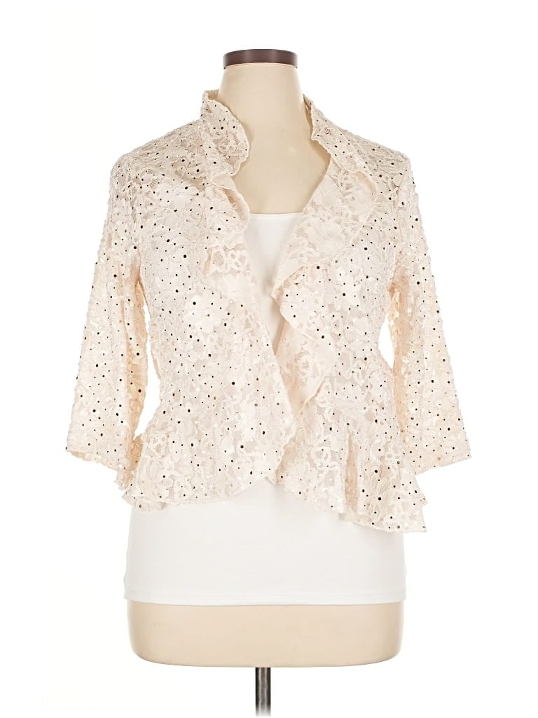 Pre-owned Connected Apparel 3/4 Sleeve Blouse In White